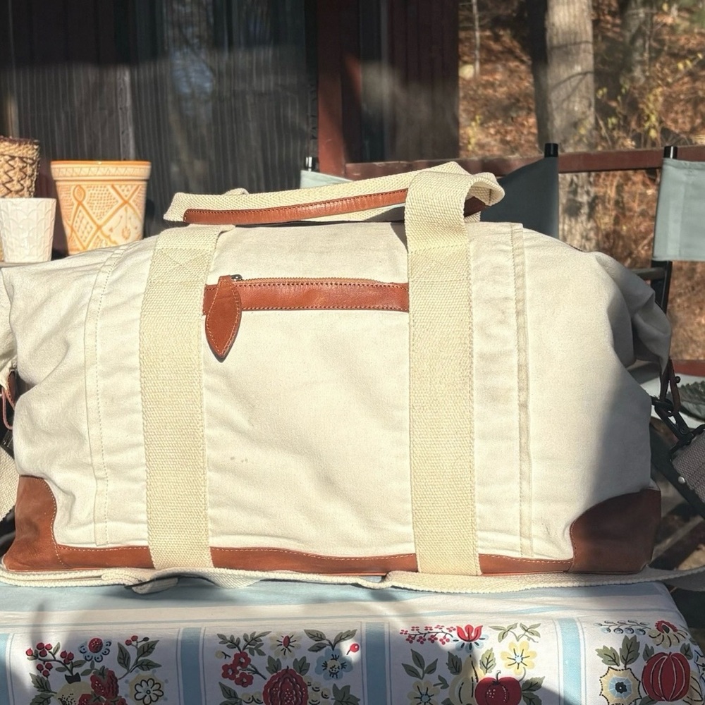 Mark & Graham Canvas and Leather Weekender Travel Bag Small Luggage Tote GUC
